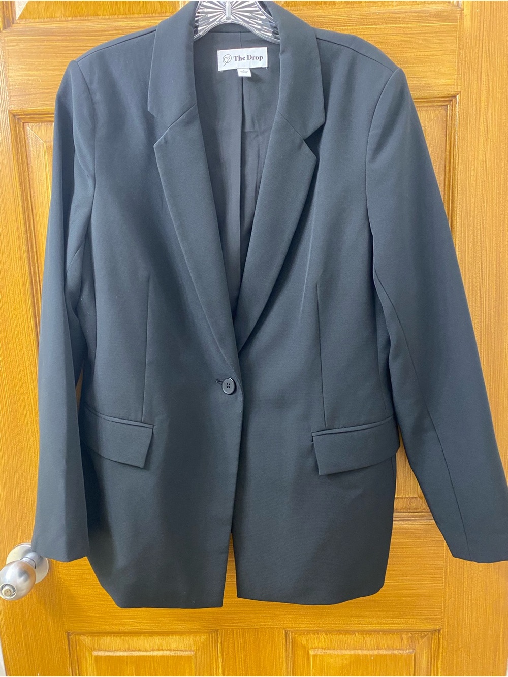 The Drop Women's Black Single-Button Blazer